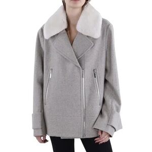 LAUNDRY by SHELLI SEGAL size XL
Heathered gray Moto style coat/jacket with faux
